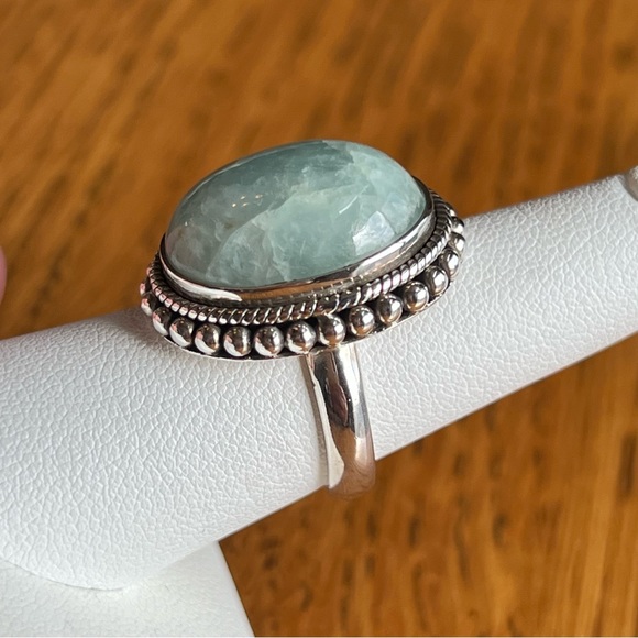 ⭐️ Doug Paulus DP Sterling Silver Milky Aquamarine
Statement Ring Sz 7.25 - Picture 9 of 12